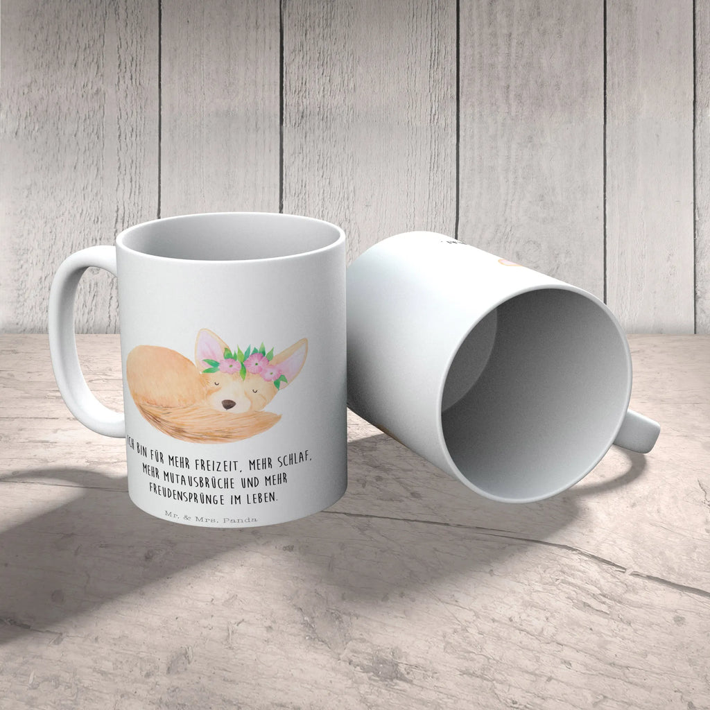 Tasse Wüstenfuchs Blumenkranz Tasse, Kaffeetasse, Teetasse, Becher, Kaffeebecher, Teebecher, Keramiktasse, Porzellantasse, Büro Tasse, Geschenk Tasse, Tasse Sprüche, Tasse Motive, Kaffeetassen, Tasse bedrucken, Designer Tasse, Cappuccino Tassen, Schöne Teetassen, Afrika, Wildtiere, Wüste, Wüstenfuchs, Blumen, Blumenkranz, Glücklich