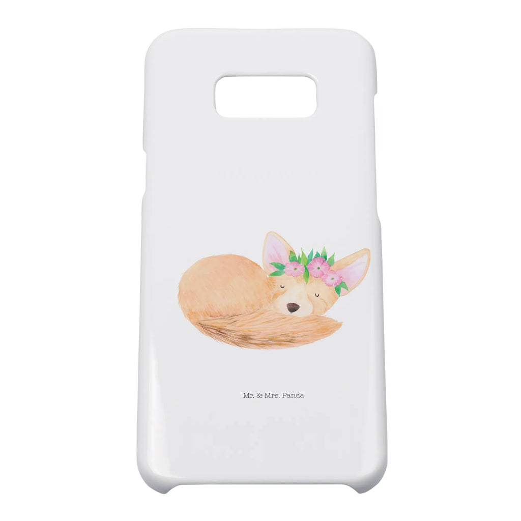 Handyhülle Wüstenfuchs Blumen Handyhülle, Handycover, Cover, Handy, Hülle, Iphone 10, Iphone X, Afrika, Wildtiere, Wüste, Wüstenfuchs, Blumen, Blumenkranz, Glücklich