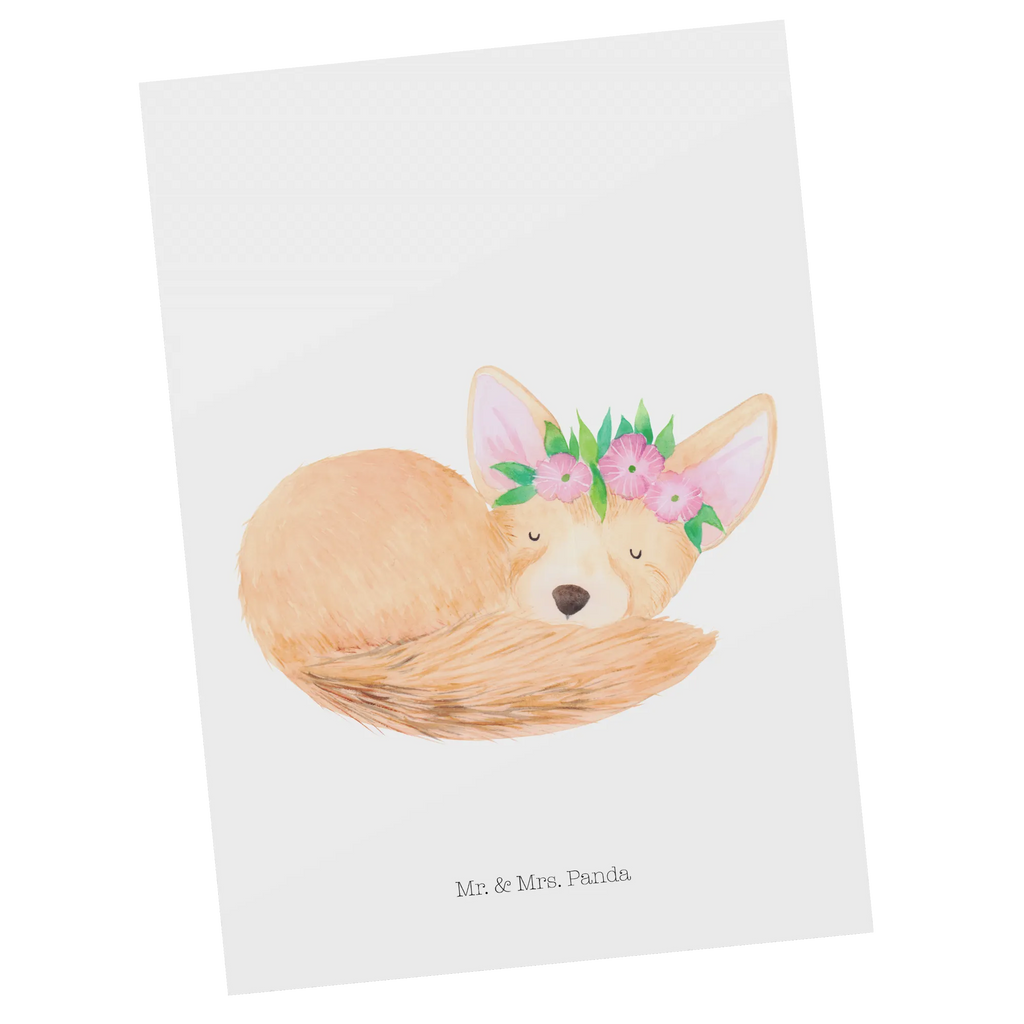 Postkarte Wüstenfuchs Blumen Postkarte, Karte, Geschenkkarte, Grußkarte, Einladung, Ansichtskarte, Geburtstagskarte, Einladungskarte, Dankeskarte, Ansichtskarten, Einladung Geburtstag, Einladungskarten Geburtstag, Afrika, Wildtiere, Wüste, Wüstenfuchs, Blumen, Blumenkranz, Glücklich