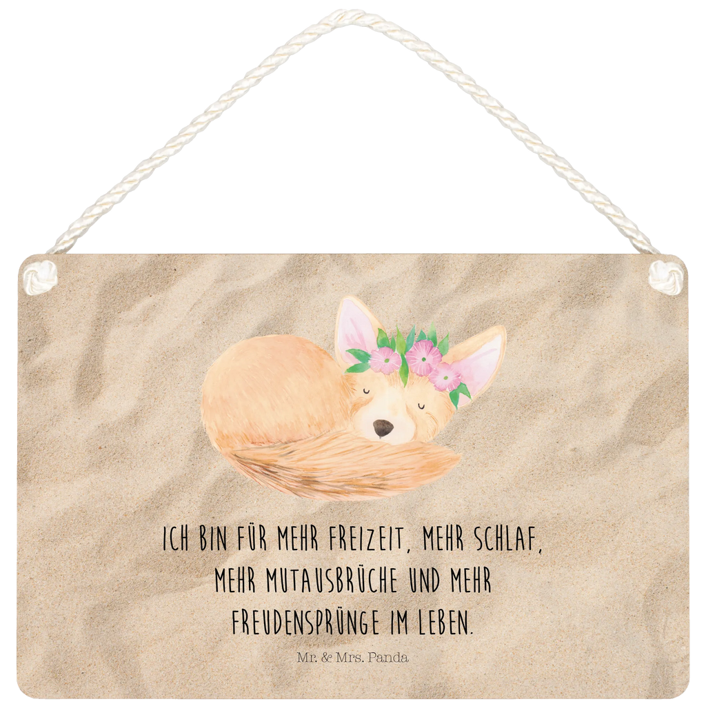 Deko Schild Wüstenfuchs Blumenkranz Dekoschild, Deko Schild, Schild, Tür Schild, Türschild, Holzschild, Wandschild, Wanddeko, Afrika, Wildtiere, Wüste, Wüstenfuchs, Blumen, Blumenkranz, Glücklich