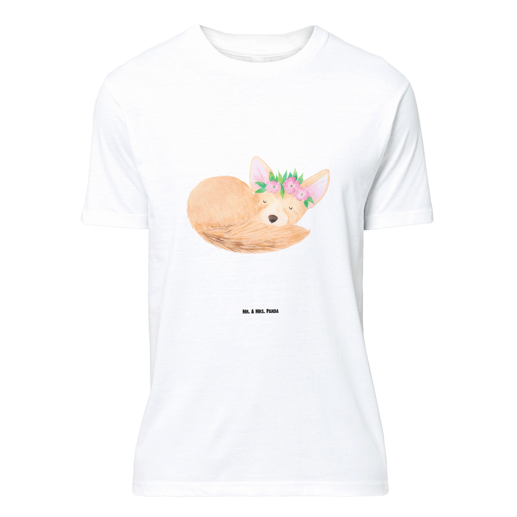 T-Shirt Standard Wüstenfuchs Blumenkranz T-Shirt, Shirt, Tshirt, Lustiges T-Shirt, T-Shirt mit Spruch, Party, Junggesellenabschied, Jubiläum, Geburstag, Herrn, Damen, Männer, Frauen, Schlafshirt, Nachthemd, Sprüche, Afrika, Wildtiere, Wüste, Wüstenfuchs, Blumen, Blumenkranz, Glücklich