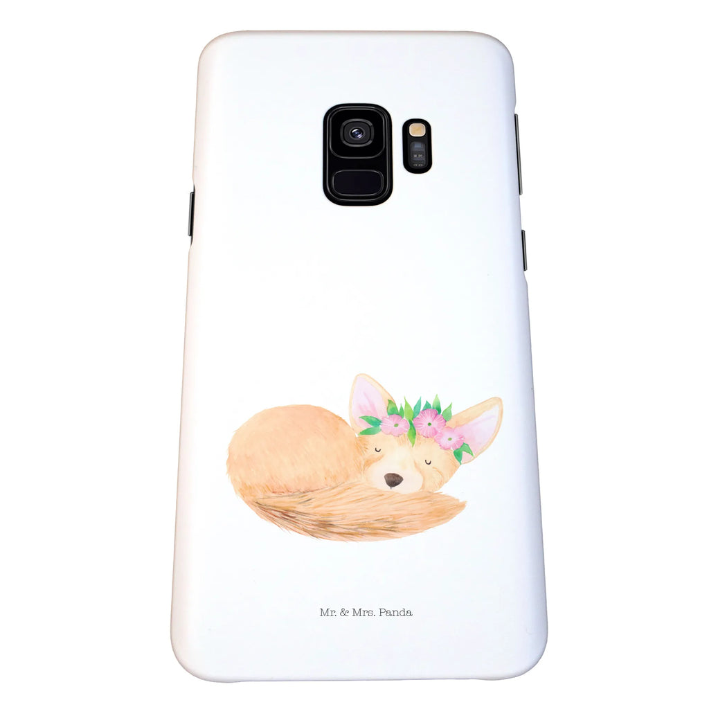 Handyhülle Wüstenfuchs Blumen Handyhülle, Handycover, Cover, Handy, Hülle, Iphone 10, Iphone X, Afrika, Wildtiere, Wüste, Wüstenfuchs, Blumen, Blumenkranz, Glücklich