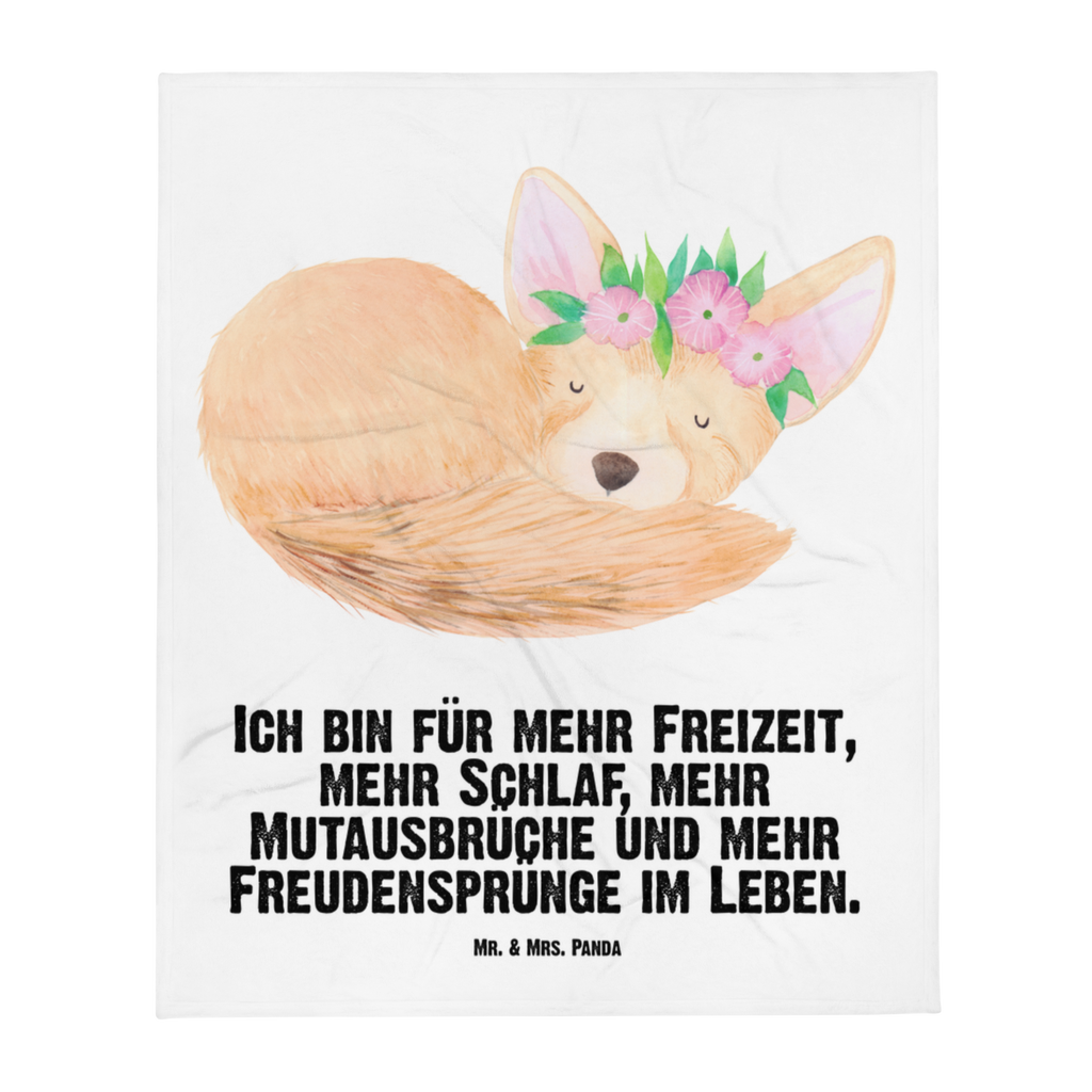 Babydecke Wüstenfuchs Blumen Babydecke, Babygeschenk, Geschenk Geburt, Babyecke Kuscheldecke, Krabbeldecke, Afrika, Wildtiere, Wüste, Wüstenfuchs, Blumen, Blumenkranz, Glücklich