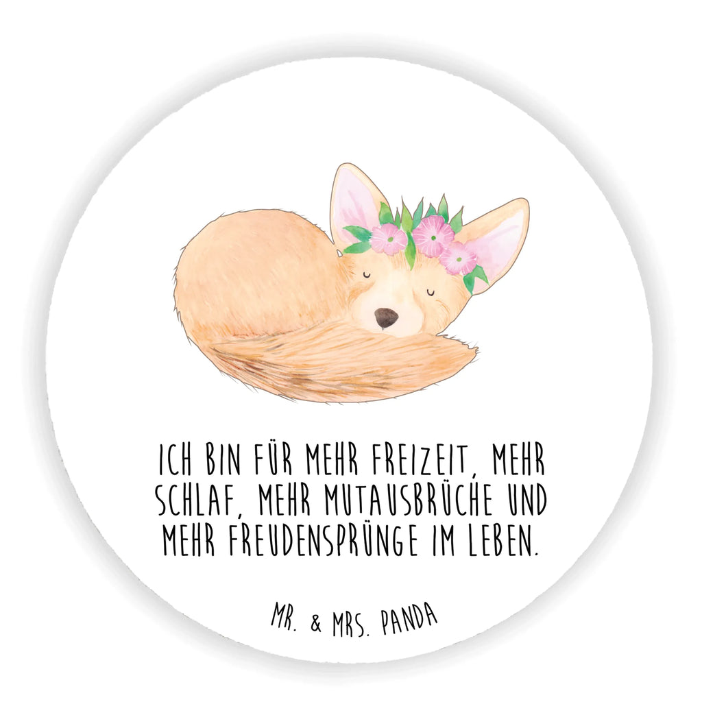 Rund Magnet Wüstenfuchs Blumenkranz Kühlschrankmagnet, Pinnwandmagnet, Souvenir Magnet, Motivmagnete, Dekomagnet, Whiteboard Magnet, Notiz Magnet, Kühlschrank Dekoration, Afrika, Wildtiere, Wüste, Wüstenfuchs, Blumen, Blumenkranz, Glücklich