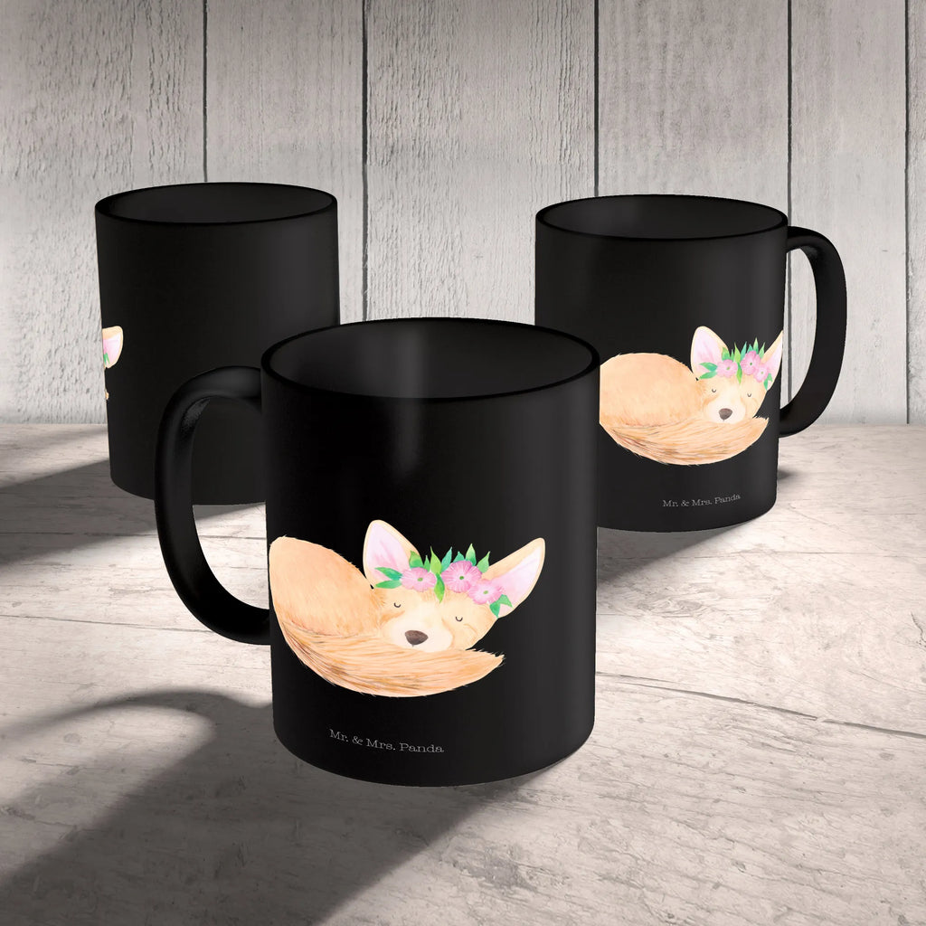 Tasse Wüstenfuchs Blumenkranz Tasse, Kaffeetasse, Teetasse, Becher, Kaffeebecher, Teebecher, Keramiktasse, Porzellantasse, Büro Tasse, Geschenk Tasse, Tasse Sprüche, Tasse Motive, Kaffeetassen, Tasse bedrucken, Designer Tasse, Cappuccino Tassen, Schöne Teetassen, Afrika, Wildtiere, Wüste, Wüstenfuchs, Blumen, Blumenkranz, Glücklich