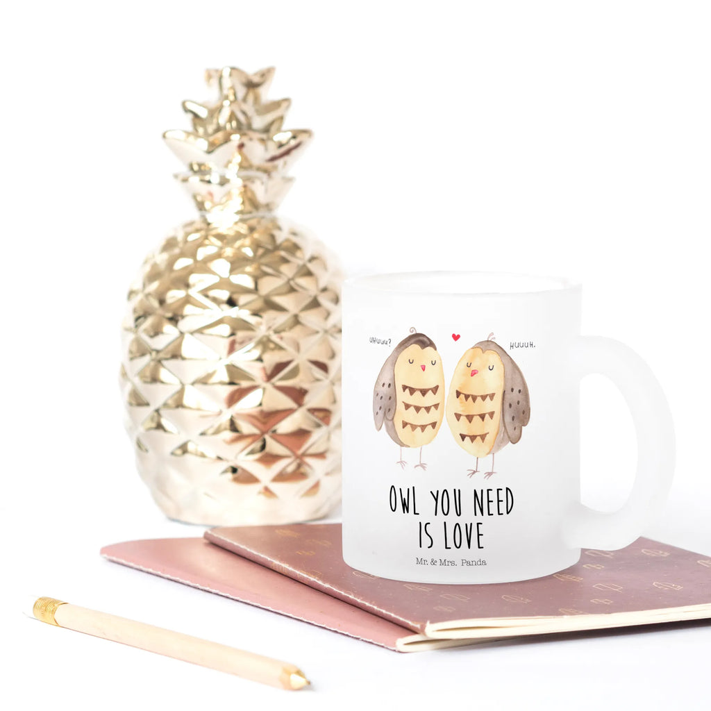 Teetasse Eule Liebe Teetasse, Teeglas, Teebecher, Tasse mit Henkel, Tasse, Glas Teetasse, Teetasse aus Glas, Eule, Eule Deko, Liebe, Hochzeit Spruch, Owl, All you need is love, Liebe Spruch, Freundin Geschenk, Freund, Wortspiel lustig