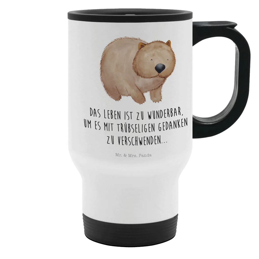 Thermobecher Wombat Thermobecher, To Go Becher, Thermotasse, Kaffeebecher, Isolierbecher, Thermobecher To Go, Warmhaltetasse, Edelstahlbecher, Reisebecher, Tasse mit Deckel, Thermobecher für 400 ml, Kaffeetasse zum Mitnehmen, Tasse zum Mitnehmen, Spülmaschinenfest, Tiermotive, Gute Laune, lustige Sprüche, Tiere, Wombat, Das Leben ist schön, Motivation, Spruch, Australien