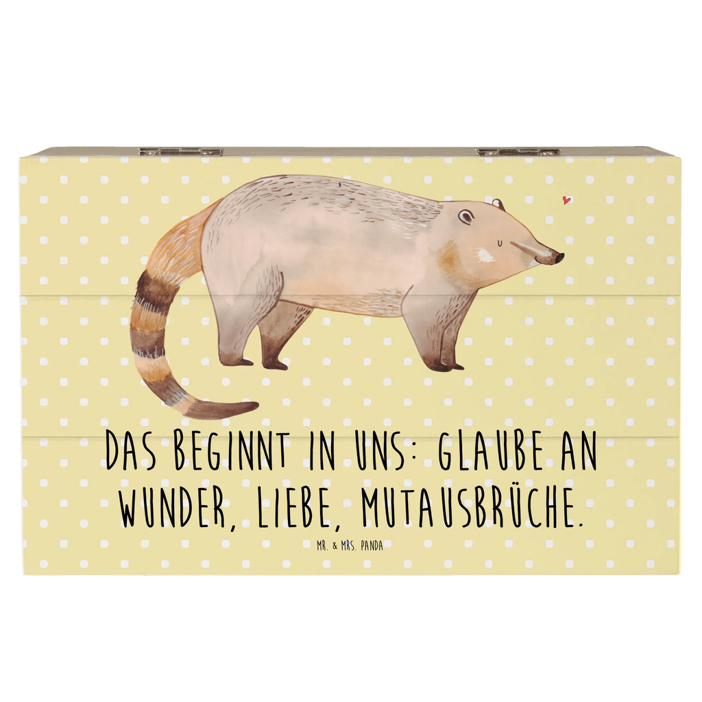 Holzkiste Nasenbär Holzkiste, Kiste, Schatzkiste, Truhe, Schatulle, XXL, Erinnerungsbox, Erinnerungskiste, Dekokiste, Aufbewahrungsbox, Geschenkbox, Geschenkdose, Tiermotive, Gute Laune, lustige Sprüche, Tiere, Nasenbär, Nasenbären, Rüsselbär, Bär