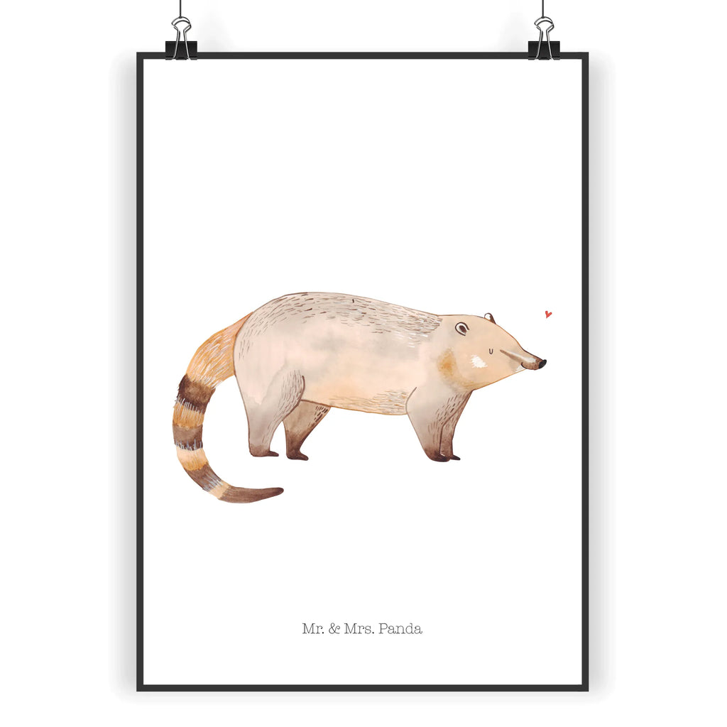 Poster Nasenbär Poster, Wandposter, Bild, Wanddeko, Küchenposter, Kinderposter, Wanddeko Bild, Raumdekoration, Wanddekoration, Handgemaltes Poster, Mr. & Mrs. Panda Poster, Designposter, Kunstdruck, Posterdruck, Tiermotive, Gute Laune, lustige Sprüche, Tiere, Nasenbär, Nasenbären, Rüsselbär, Bär