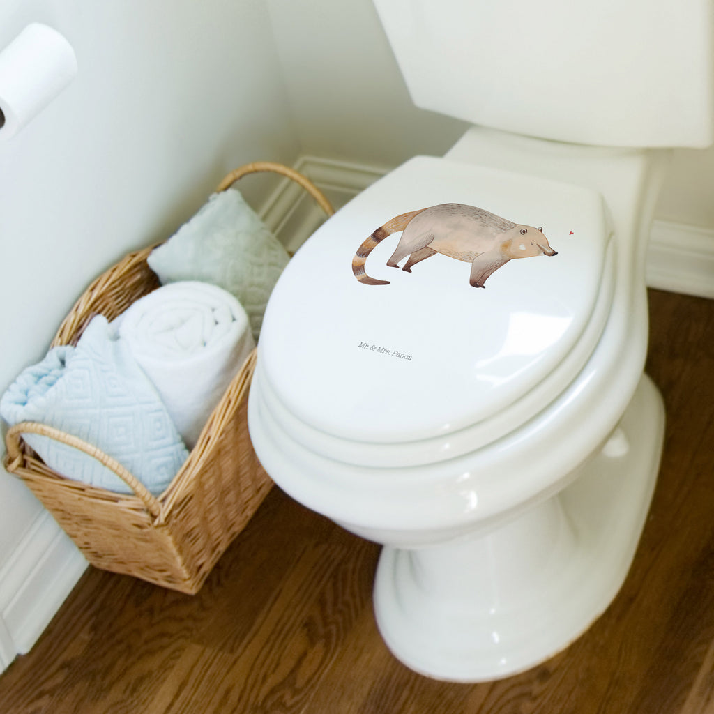 Motiv WC Sitz Nasenbär Klobrille, Klodeckel, Toilettendeckel, WC-Sitz, Toilette, Tiermotive, Gute Laune, lustige Sprüche, Tiere, Nasenbär, Nasenbären, Rüsselbär, Bär