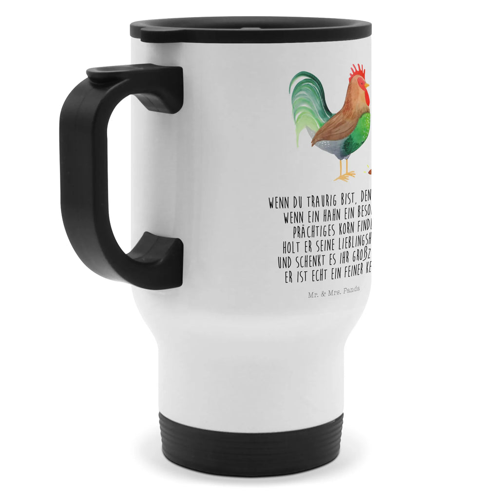 Thermobecher Hahn mit Korn Thermobecher, To Go Becher, Thermotasse, Kaffeebecher, Isolierbecher, Thermobecher To Go, Warmhaltetasse, Edelstahlbecher, Reisebecher, Tasse mit Deckel, Thermobecher für 400 ml, Kaffeetasse zum Mitnehmen, Tasse zum Mitnehmen, Spülmaschinenfest, Bauernhof, Hoftiere, Landwirt, Landwirtin, Hahn, Korn, Henne, Eier, Natur