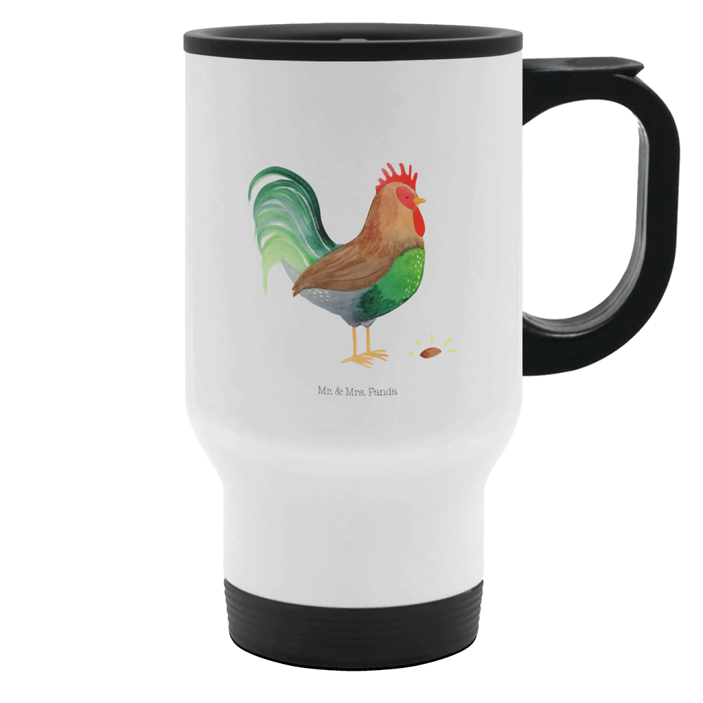 Thermobecher Hahn mit Korn Thermobecher, To Go Becher, Thermotasse, Kaffeebecher, Isolierbecher, Thermobecher To Go, Warmhaltetasse, Edelstahlbecher, Reisebecher, Tasse mit Deckel, Thermobecher für 400 ml, Kaffeetasse zum Mitnehmen, Tasse zum Mitnehmen, Spülmaschinenfest, Bauernhof, Hoftiere, Landwirt, Landwirtin, Hahn, Korn, Henne, Eier, Natur