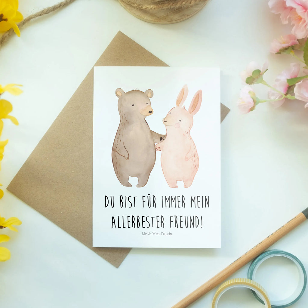 Grußkarte Bär Hase Umarmen Grußkarte, Klappkarte, Einladungskarte, Glückwunschkarte, Hochzeitskarte, Geburtstagskarte, Karte, Ansichtskarten, Liebe, Partner, Freund, Freundin, Ehemann, Ehefrau, Heiraten, Verlobung, Heiratsantrag, Liebesgeschenk, Jahrestag, Hocheitstag, Freunde, bester Freund, Hase, Bär, Bärchen, best friends