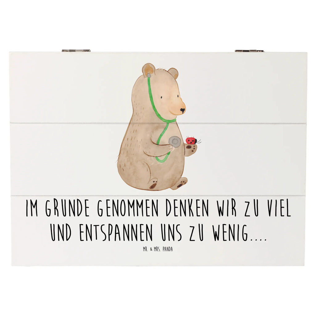 Holzkiste Bär Arzt Holzkiste, Kiste, Schatzkiste, Truhe, Schatulle, XXL, Erinnerungsbox, Erinnerungskiste, Dekokiste, Aufbewahrungsbox, Geschenkbox, Geschenkdose, Bär, Teddy, Teddybär, Arzt, Ärztin, Doktor, Professor, Doktorin, Professorin