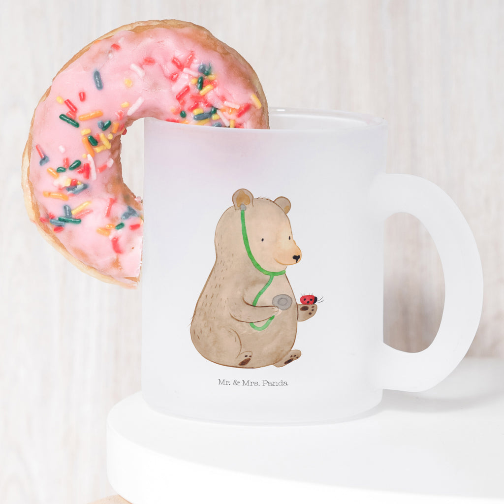 Teetasse Bär Arzt Teetasse, Teeglas, Teebecher, Tasse mit Henkel, Tasse, Glas Teetasse, Teetasse aus Glas, Bär, Teddy, Teddybär, Arzt, Ärztin, Doktor, Professor, Doktorin, Professorin