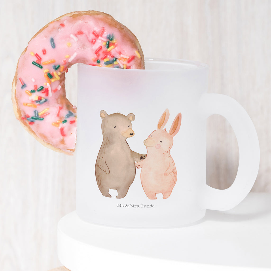 Teetasse Bär Hase Umarmen Teetasse, Teeglas, Teebecher, Tasse mit Henkel, Tasse, Glas Teetasse, Teetasse aus Glas, Liebe, Partner, Freund, Freundin, Ehemann, Ehefrau, Heiraten, Verlobung, Heiratsantrag, Liebesgeschenk, Jahrestag, Hocheitstag, Freunde, bester Freund, Hase, Bär, Bärchen, best friends