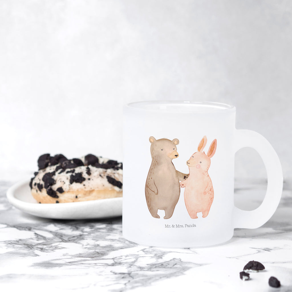 Teetasse Bär Hase Umarmen Teetasse, Teeglas, Teebecher, Tasse mit Henkel, Tasse, Glas Teetasse, Teetasse aus Glas, Liebe, Partner, Freund, Freundin, Ehemann, Ehefrau, Heiraten, Verlobung, Heiratsantrag, Liebesgeschenk, Jahrestag, Hocheitstag, Freunde, bester Freund, Hase, Bär, Bärchen, best friends