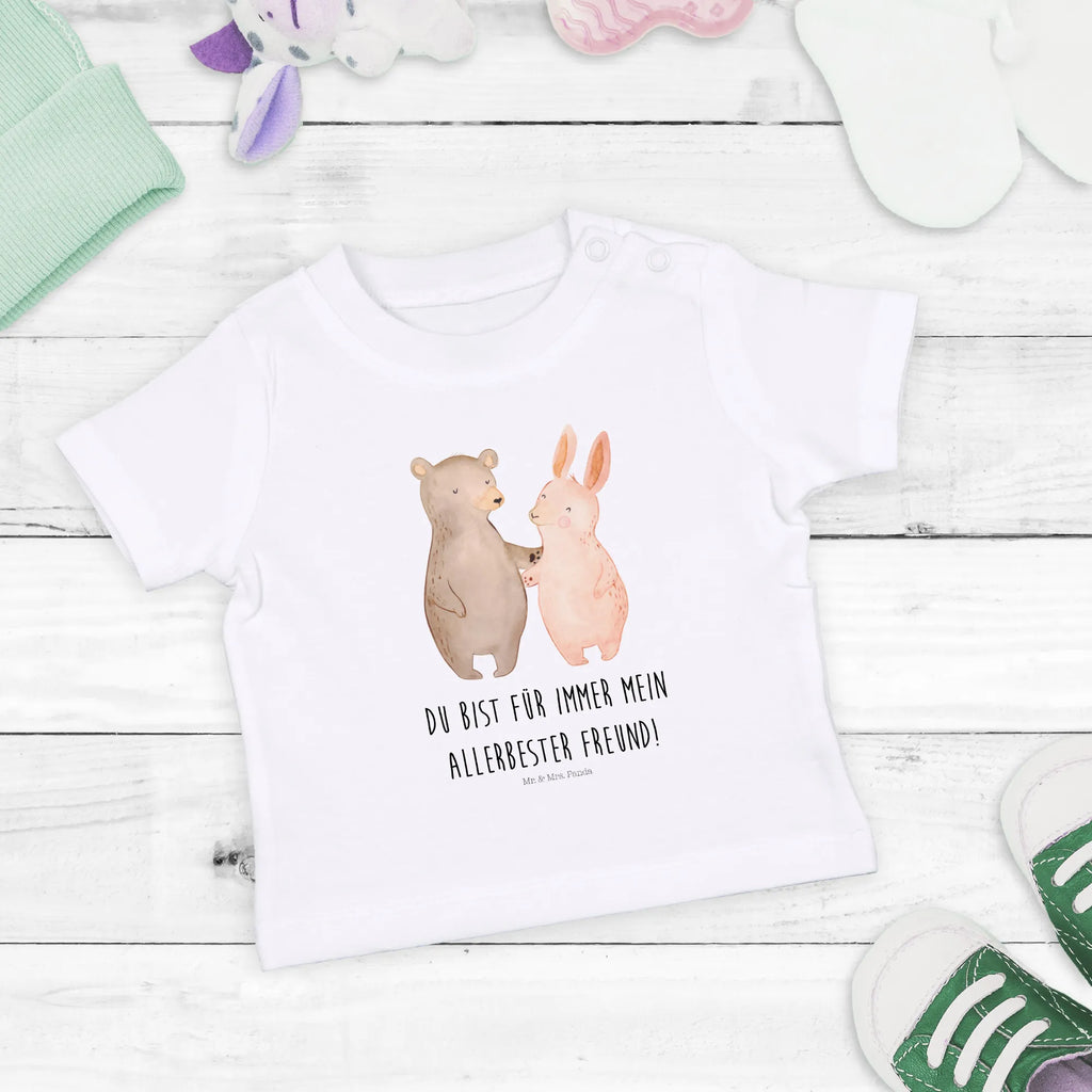 Organic Baby Shirt Bär und Hase Umarmen Baby T-Shirt, Jungen Baby T-Shirt, Mädchen Baby T-Shirt, Shirt, Liebe, Partner, Freund, Freundin, Ehemann, Ehefrau, Heiraten, Verlobung, Heiratsantrag, Liebesgeschenk, Jahrestag, Hocheitstag, Freunde, bester Freund, Hase, Bär, Bärchen, best friends