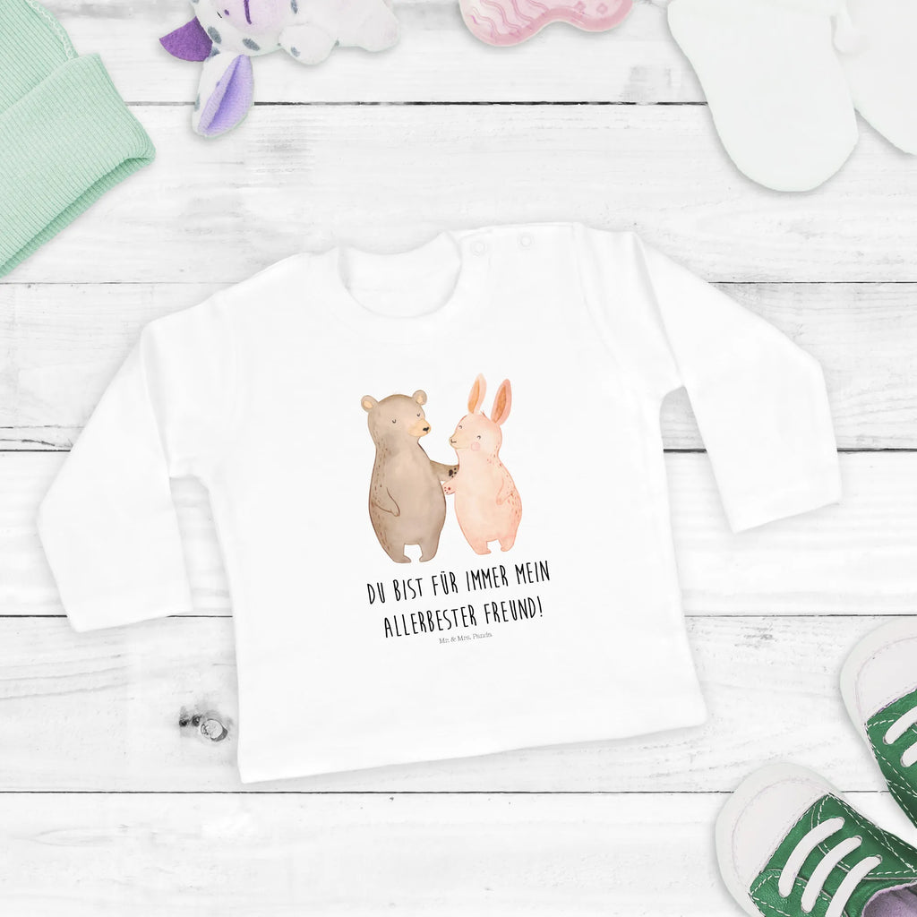 Baby Longsleeve Bär Hase Umarmen Mädchen, Jungen, Baby, Langarm, Bio, Kleidung, Liebe, Partner, Freund, Freundin, Ehemann, Ehefrau, Heiraten, Verlobung, Heiratsantrag, Liebesgeschenk, Jahrestag, Hocheitstag, Freunde, bester Freund, Hase, Bär, Bärchen, best friends