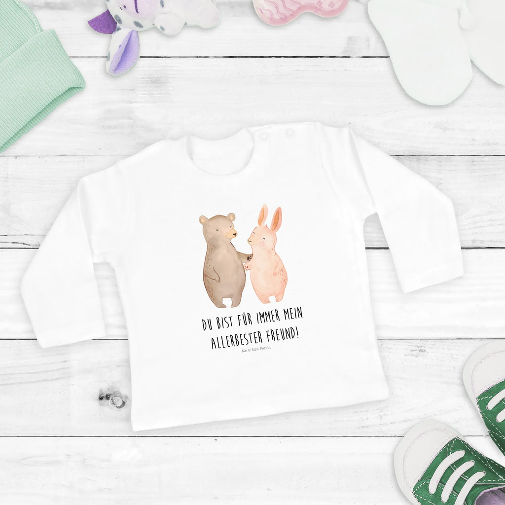 Baby Longsleeve Bär Hase Umarmen Mädchen, Jungen, Baby, Langarm, Bio, Kleidung, Liebe, Partner, Freund, Freundin, Ehemann, Ehefrau, Heiraten, Verlobung, Heiratsantrag, Liebesgeschenk, Jahrestag, Hocheitstag, Freunde, bester Freund, Hase, Bär, Bärchen, best friends