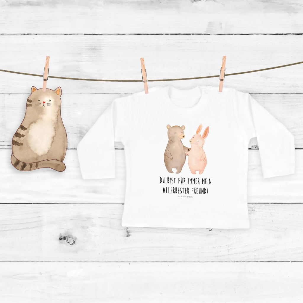 Baby Longsleeve Bär Hase Umarmen Mädchen, Jungen, Baby, Langarm, Bio, Kleidung, Liebe, Partner, Freund, Freundin, Ehemann, Ehefrau, Heiraten, Verlobung, Heiratsantrag, Liebesgeschenk, Jahrestag, Hocheitstag, Freunde, bester Freund, Hase, Bär, Bärchen, best friends