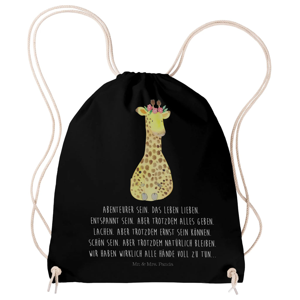 Sportbeutel Giraffe Blumenkranz Sportbeutel, Turnbeutel, Beutel, Sporttasche, Tasche, Stoffbeutel, Sportbeutel Kinder, Gymsack, Beutel Rucksack, Kleine Sporttasche, Sportzubehör, Turnbeutel Baumwolle, Afrika, Wildtiere, Giraffe, Blumenkranz, Abenteurer, Selbstliebe, Freundin