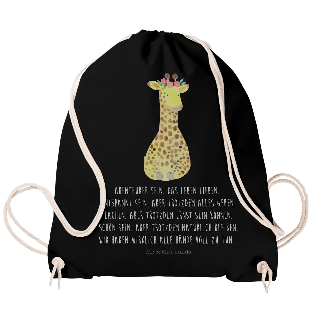 Sportbeutel Giraffe Blumenkranz Sportbeutel, Turnbeutel, Beutel, Sporttasche, Tasche, Stoffbeutel, Sportbeutel Kinder, Gymsack, Beutel Rucksack, Kleine Sporttasche, Sportzubehör, Turnbeutel Baumwolle, Afrika, Wildtiere, Giraffe, Blumenkranz, Abenteurer, Selbstliebe, Freundin