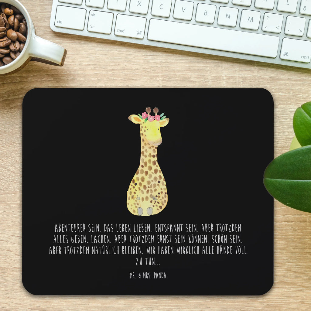 Mauspad Giraffe Blumenkranz Mousepad, Computer zubehör, Büroausstattung, PC Zubehör, Arbeitszimmer, Mauspad, Einzigartiges Mauspad, Designer Mauspad, Mausunterlage, Mauspad Büro, Afrika, Wildtiere, Giraffe, Blumenkranz, Abenteurer, Selbstliebe, Freundin