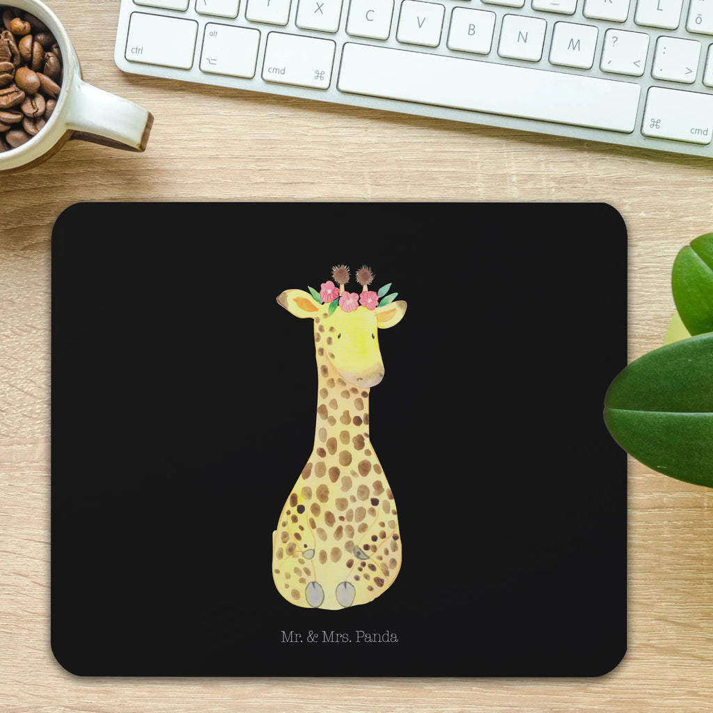 Mauspad Giraffe Blumenkranz Mousepad, Computer zubehör, Büroausstattung, PC Zubehör, Arbeitszimmer, Mauspad, Einzigartiges Mauspad, Designer Mauspad, Mausunterlage, Mauspad Büro, Afrika, Wildtiere, Giraffe, Blumenkranz, Abenteurer, Selbstliebe, Freundin