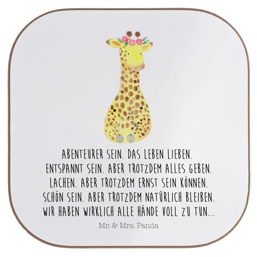 Quadratische Untersetzer Giraffe Blumenkranz Untersetzer, Bierdeckel, Glasuntersetzer, Untersetzer Gläser, Getränkeuntersetzer, Untersetzer aus Holz, Untersetzer für Gläser, Korkuntersetzer, Untersetzer Holz, Holzuntersetzer, Tassen Untersetzer, Untersetzer Design, Afrika, Wildtiere, Giraffe, Blumenkranz, Abenteurer, Selbstliebe, Freundin