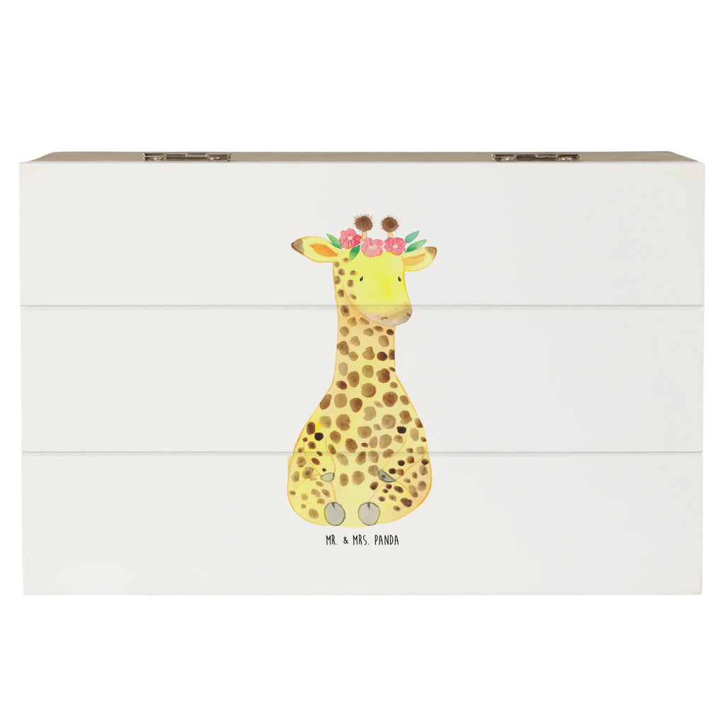 Holzkiste Giraffe Blumenkranz Holzkiste, Kiste, Schatzkiste, Truhe, Schatulle, XXL, Erinnerungsbox, Erinnerungskiste, Dekokiste, Aufbewahrungsbox, Geschenkbox, Geschenkdose, Afrika, Wildtiere, Giraffe, Blumenkranz, Abenteurer, Selbstliebe, Freundin