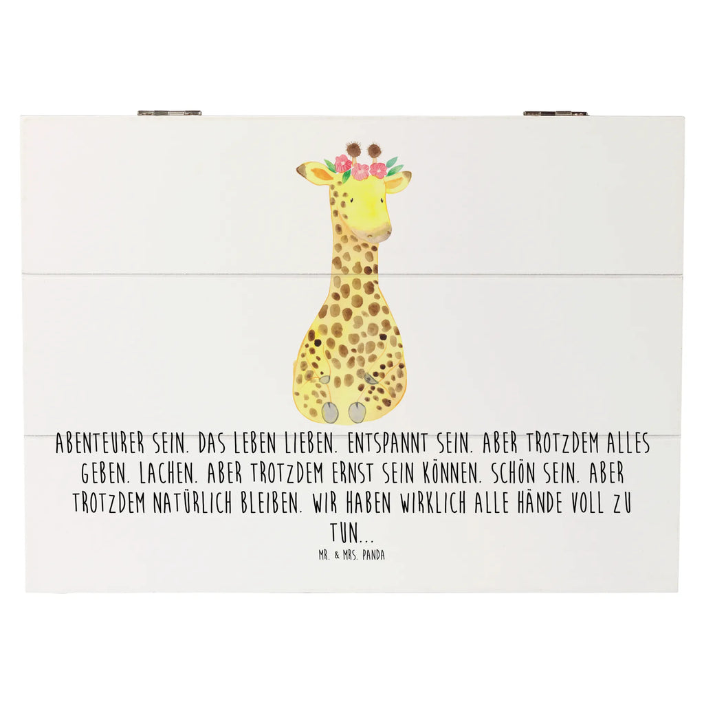 Holzkiste Giraffe Blumenkranz Holzkiste, Kiste, Schatzkiste, Truhe, Schatulle, XXL, Erinnerungsbox, Erinnerungskiste, Dekokiste, Aufbewahrungsbox, Geschenkbox, Geschenkdose, Afrika, Wildtiere, Giraffe, Blumenkranz, Abenteurer, Selbstliebe, Freundin