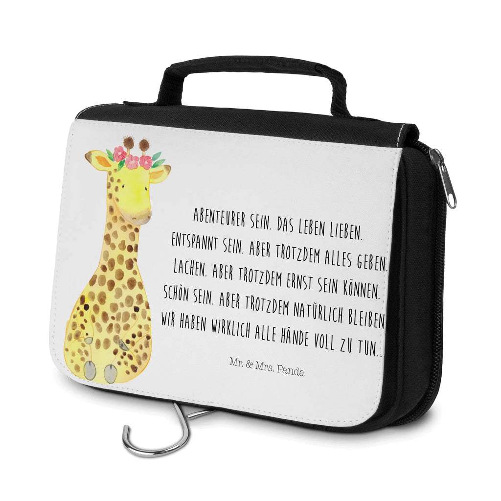 Kulturbeutel Giraffe Blumenkranz Kulturbeutel, Zum Aufhängen, Waschtasche, Kosmetiktasche, Damen, Herren, Aufbewahrungstasche, Schminktasche, Kosmetikbeutel, Organizer, Kulturtasche, Schminkutensil, Afrika, Wildtiere, Giraffe, Blumenkranz, Abenteurer, Selbstliebe, Freundin