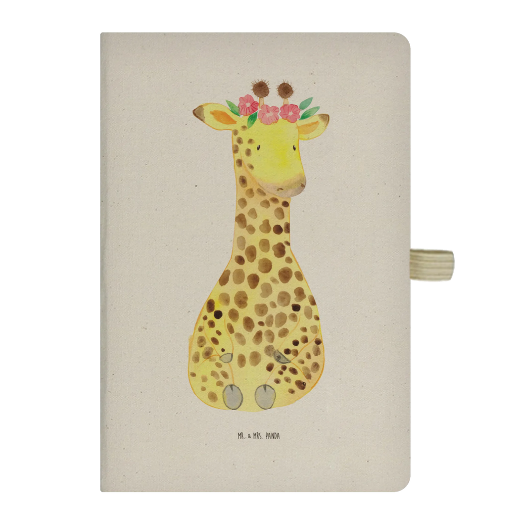 Baumwoll Notizbuch Giraffe Blumenkranz Notizen, Eintragebuch, Tagebuch, Notizblock, Adressbuch, Journal, Kladde, Skizzenbuch, Notizheft, Schreibbuch, Schreibheft, Afrika, Wildtiere, Giraffe, Blumenkranz, Abenteurer, Selbstliebe, Freundin