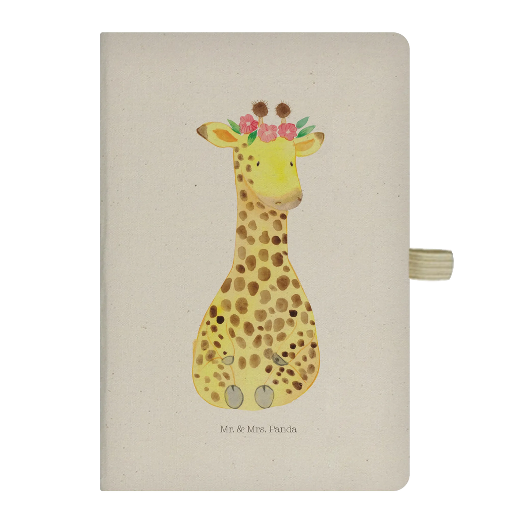 Baumwoll Notizbuch Giraffe Blumenkranz Notizen, Eintragebuch, Tagebuch, Notizblock, Adressbuch, Journal, Kladde, Skizzenbuch, Notizheft, Schreibbuch, Schreibheft, Afrika, Wildtiere, Giraffe, Blumenkranz, Abenteurer, Selbstliebe, Freundin