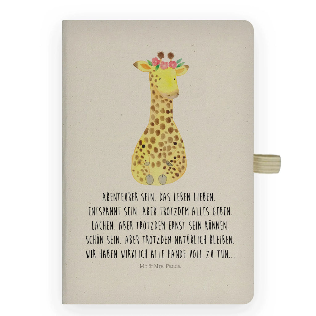 Baumwoll Notizbuch Giraffe Blumenkranz Notizen, Eintragebuch, Tagebuch, Notizblock, Adressbuch, Journal, Kladde, Skizzenbuch, Notizheft, Schreibbuch, Schreibheft, Afrika, Wildtiere, Giraffe, Blumenkranz, Abenteurer, Selbstliebe, Freundin