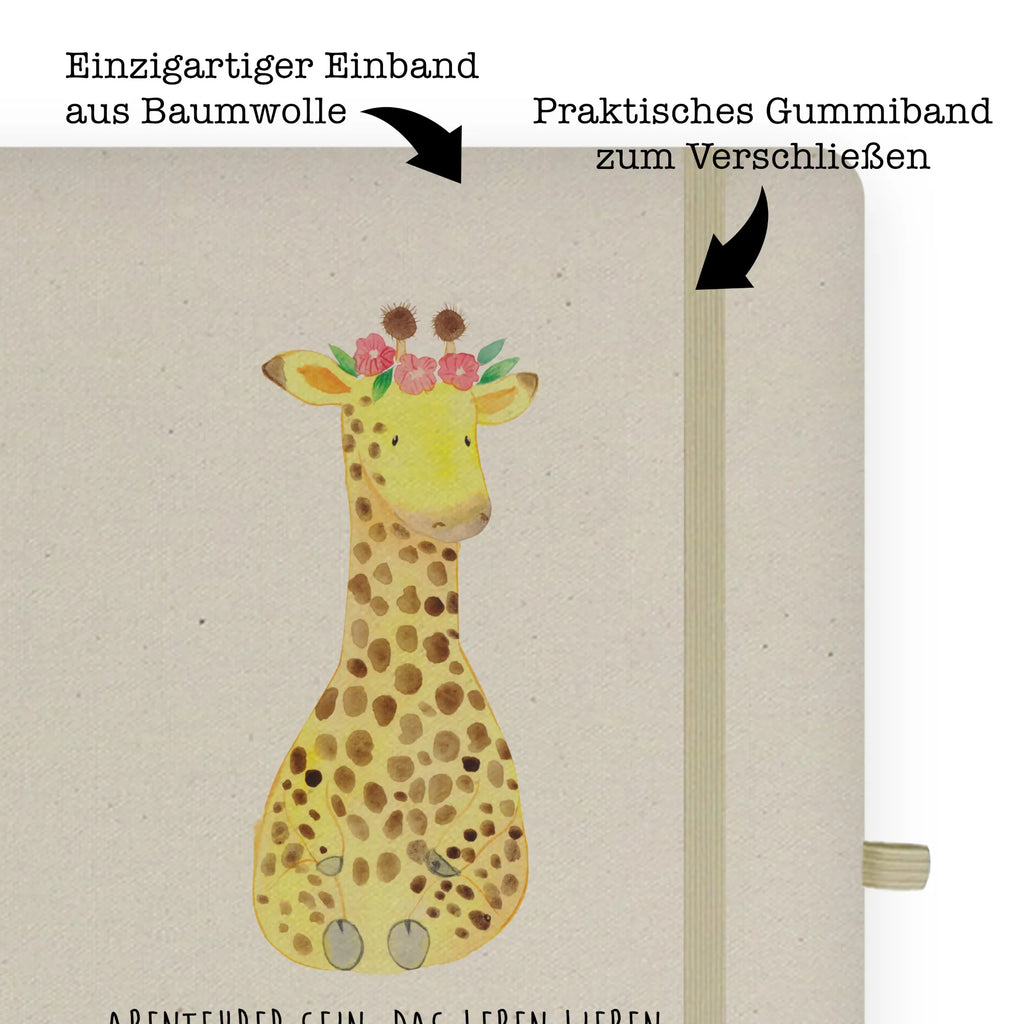 Baumwoll Notizbuch Giraffe Blumenkranz Notizen, Eintragebuch, Tagebuch, Notizblock, Adressbuch, Journal, Kladde, Skizzenbuch, Notizheft, Schreibbuch, Schreibheft, Afrika, Wildtiere, Giraffe, Blumenkranz, Abenteurer, Selbstliebe, Freundin