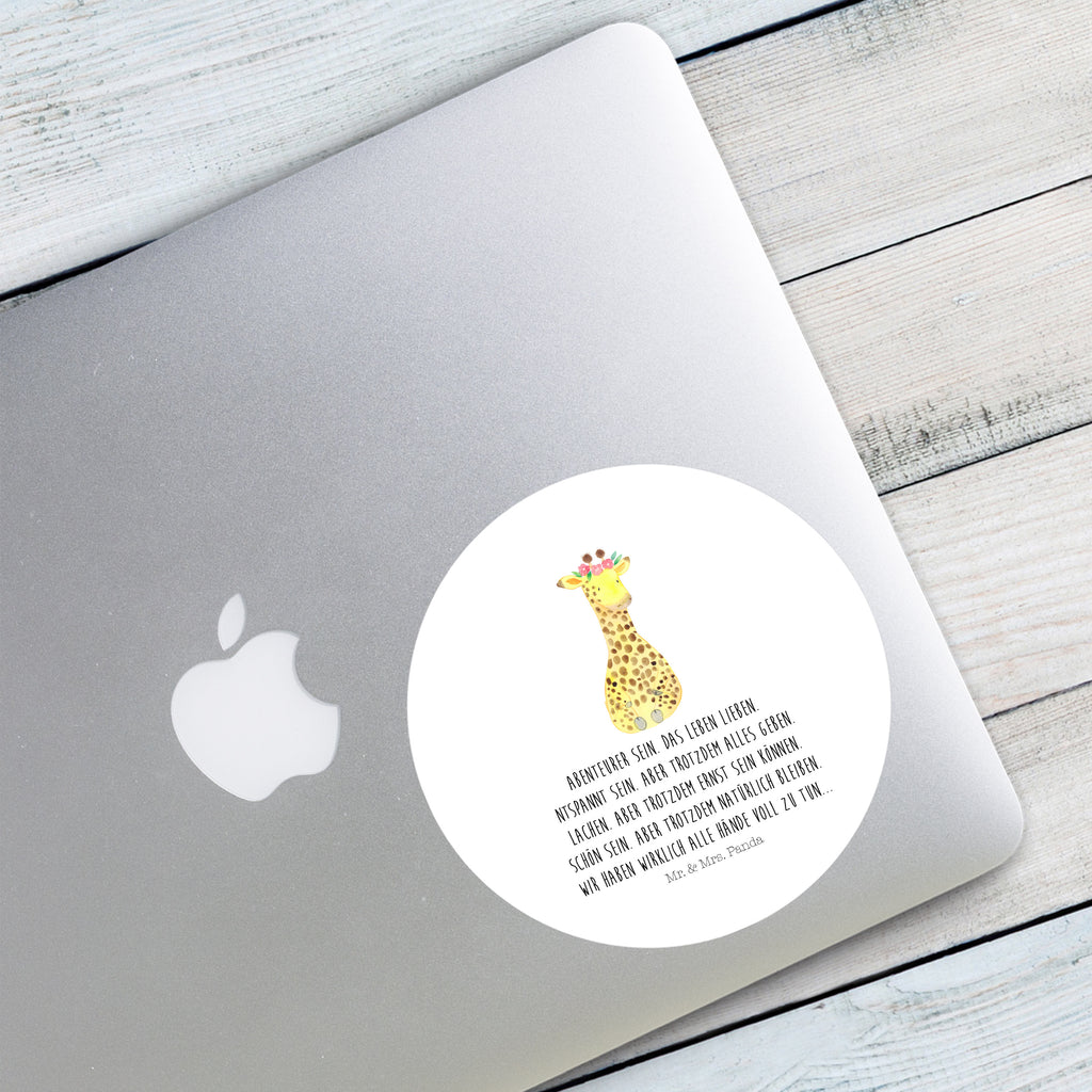 Rund Aufkleber Giraffe Blumenkranz Sticker, Aufkleber, Etikett, Kinder, rund, Afrika, Wildtiere, Giraffe, Blumenkranz, Abenteurer, Selbstliebe, Freundin