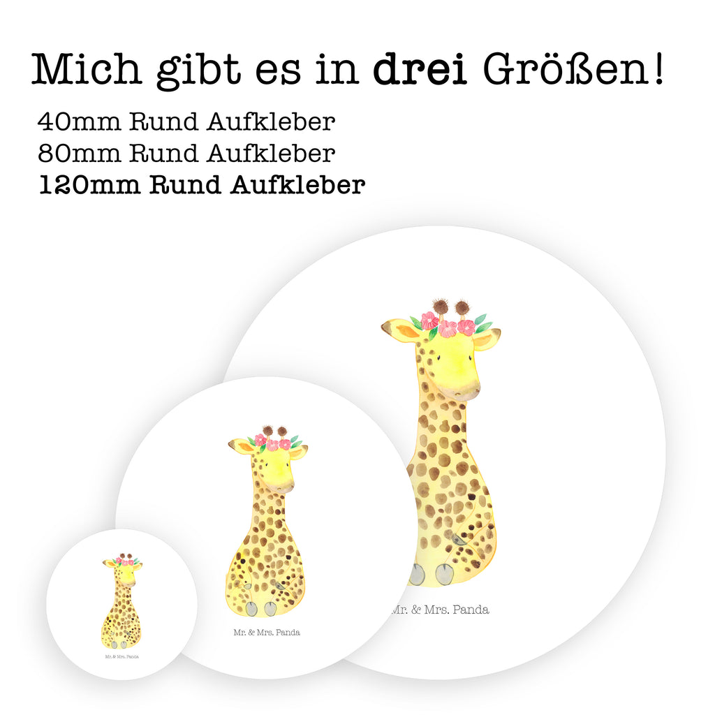 Rund Aufkleber Giraffe Blumenkranz Sticker, Aufkleber, Etikett, Kinder, rund, Afrika, Wildtiere, Giraffe, Blumenkranz, Abenteurer, Selbstliebe, Freundin