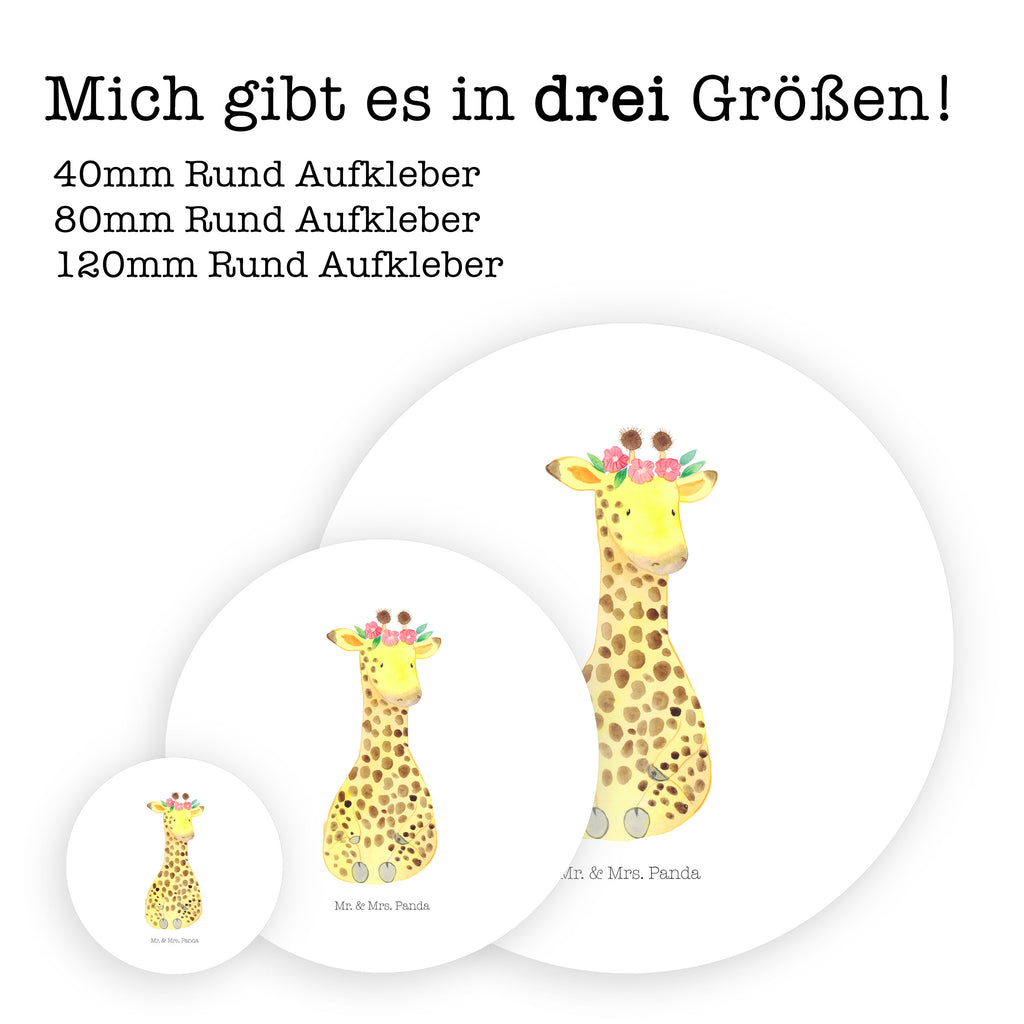 Rund Aufkleber Giraffe Blumenkranz Sticker, Aufkleber, Etikett, Kinder, rund, Afrika, Wildtiere, Giraffe, Blumenkranz, Abenteurer, Selbstliebe, Freundin