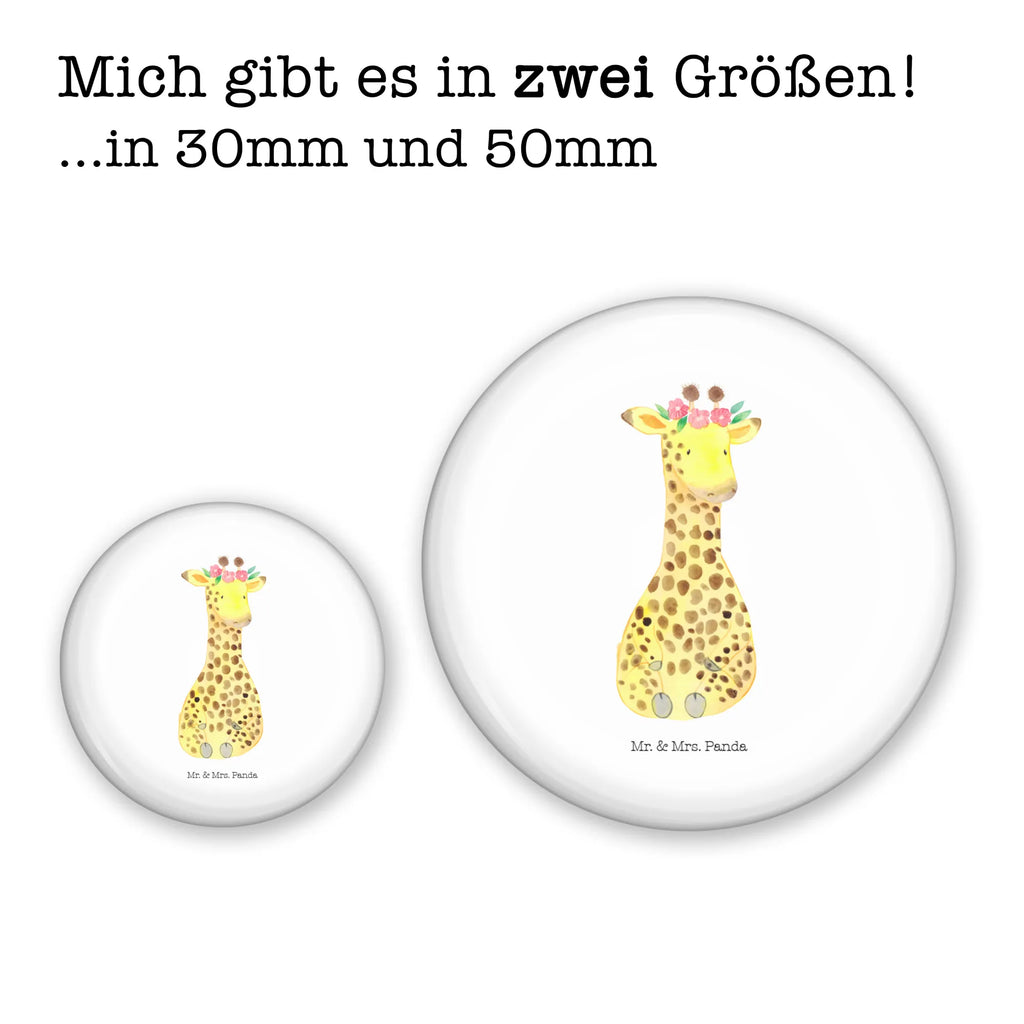 Button Giraffe Blumenkranz 50mm Button, Button, Pin, Anstecknadel, Afrika, Wildtiere, Giraffe, Blumenkranz, Abenteurer, Selbstliebe, Freundin