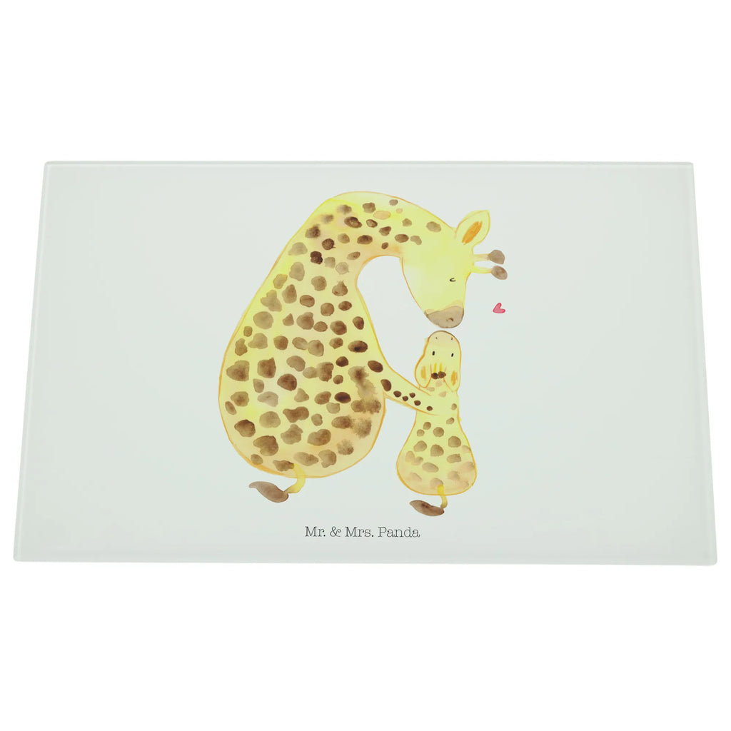 Glasschneidebrett Giraffe mit Kind Glasschneidebrett, Schneidebrett, Frühstücksbrett, Küche, Afrika, Wildtiere, Giraffe, Kind, Mutter, Mama, Tochter, Sohn, Lieblingsmensch