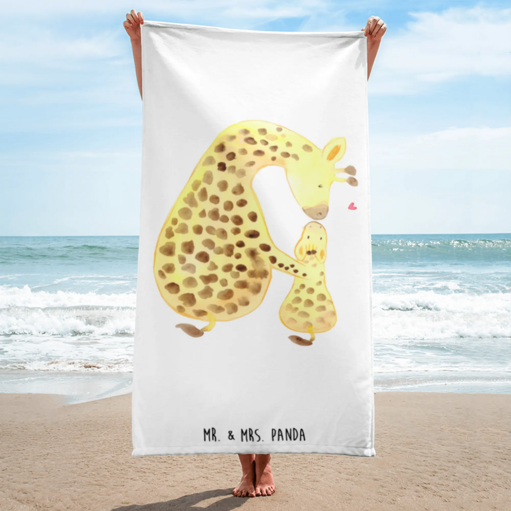 XL Badehandtuch Giraffe mit Kind Handtuch, Badetuch, Duschtuch, Strandtuch, Saunatuch, Afrika, Wildtiere, Giraffe, Kind, Mutter, Mama, Tochter, Sohn, Lieblingsmensch