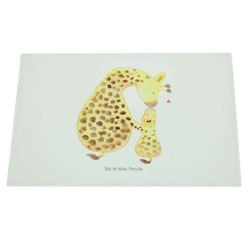 Glasschneidebrett Giraffe mit Kind Glasschneidebrett, Schneidebrett, Frühstücksbrett, Küche, Afrika, Wildtiere, Giraffe, Kind, Mutter, Mama, Tochter, Sohn, Lieblingsmensch