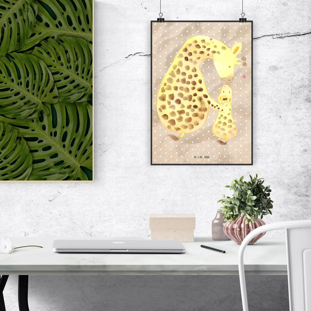 Poster Giraffe mit Kind Poster, Wandposter, Bild, Wanddeko, Küchenposter, Kinderposter, Wanddeko Bild, Raumdekoration, Wanddekoration, Handgemaltes Poster, Mr. & Mrs. Panda Poster, Designposter, Kunstdruck, Posterdruck, Afrika, Wildtiere, Giraffe, Kind, Mutter, Mama, Tochter, Sohn, Lieblingsmensch