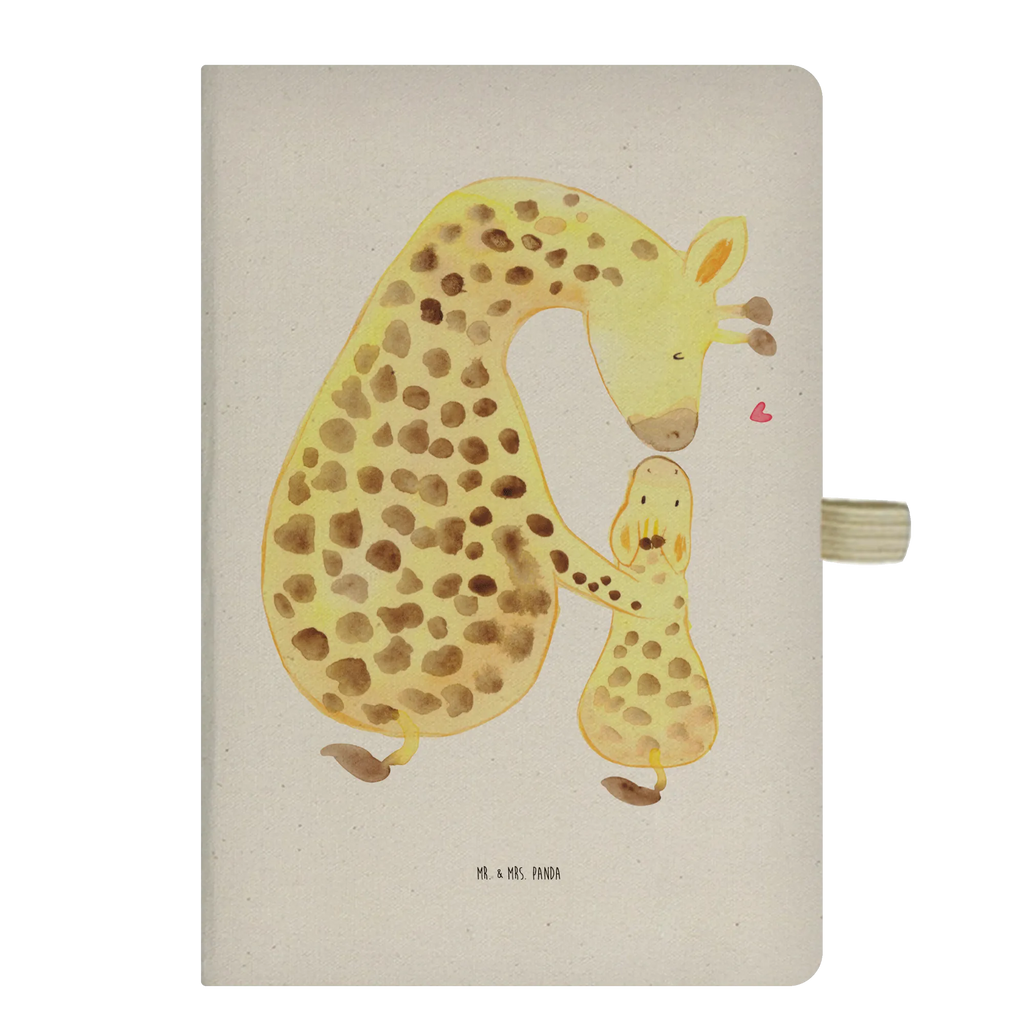 Baumwoll Notizbuch Giraffe mit Kind Notizen, Eintragebuch, Tagebuch, Notizblock, Adressbuch, Journal, Kladde, Skizzenbuch, Notizheft, Schreibbuch, Schreibheft, Afrika, Wildtiere, Giraffe, Kind, Mutter, Mama, Tochter, Sohn, Lieblingsmensch