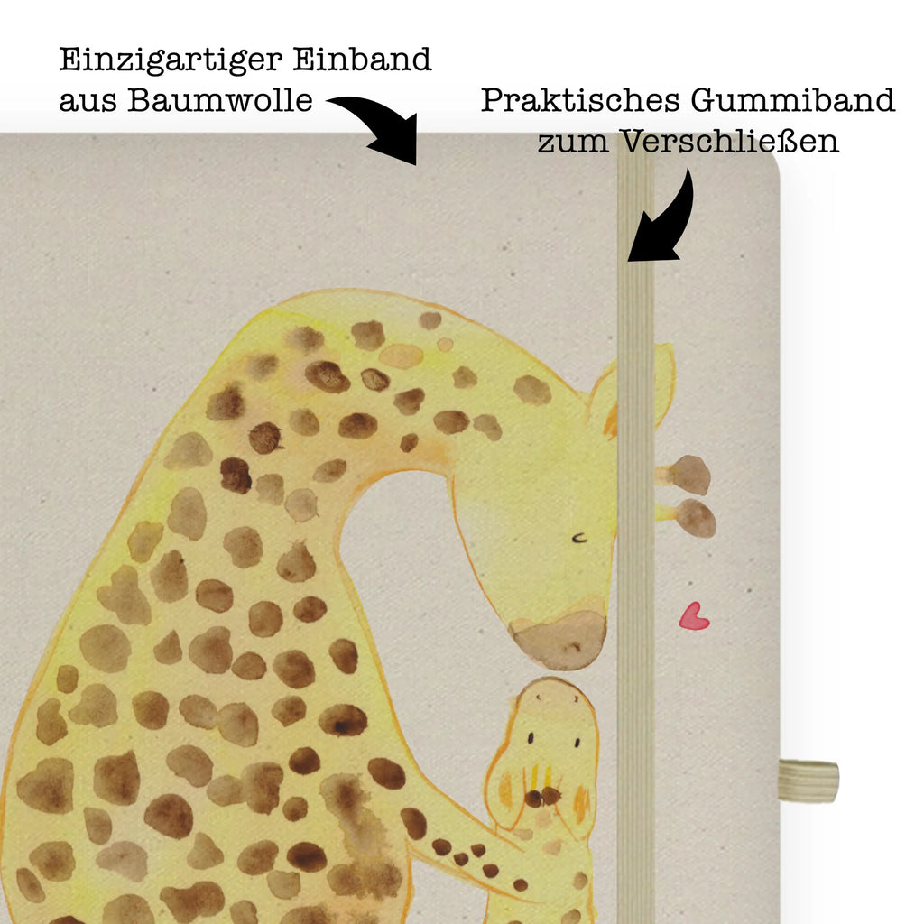 Baumwoll Notizbuch Giraffe mit Kind Notizen, Eintragebuch, Tagebuch, Notizblock, Adressbuch, Journal, Kladde, Skizzenbuch, Notizheft, Schreibbuch, Schreibheft, Afrika, Wildtiere, Giraffe, Kind, Mutter, Mama, Tochter, Sohn, Lieblingsmensch