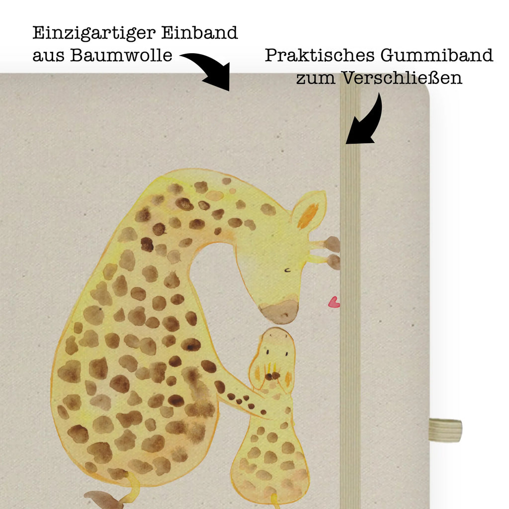 Baumwoll Notizbuch Giraffe mit Kind Notizen, Eintragebuch, Tagebuch, Notizblock, Adressbuch, Journal, Kladde, Skizzenbuch, Notizheft, Schreibbuch, Schreibheft, Afrika, Wildtiere, Giraffe, Kind, Mutter, Mama, Tochter, Sohn, Lieblingsmensch