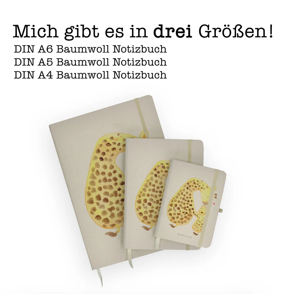 Baumwoll Notizbuch Giraffe mit Kind Notizen, Eintragebuch, Tagebuch, Notizblock, Adressbuch, Journal, Kladde, Skizzenbuch, Notizheft, Schreibbuch, Schreibheft, Afrika, Wildtiere, Giraffe, Kind, Mutter, Mama, Tochter, Sohn, Lieblingsmensch