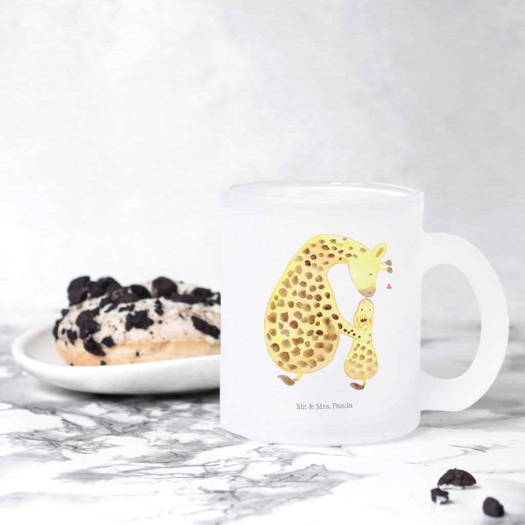 Teetasse Giraffe mit Kind Teetasse, Teeglas, Teebecher, Tasse mit Henkel, Tasse, Glas Teetasse, Teetasse aus Glas, Afrika, Wildtiere, Giraffe, Kind, Mutter, Mama, Tochter, Sohn, Lieblingsmensch